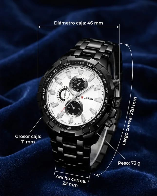 Medidas del CR SOLARIS BLANCO Y NEGRO: 46 mm de diámetro, 11 mm de grosor
