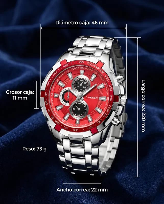 Medidas del CR SOLARIS ROJO: 46 mm de diámetro, 11 mm de grosor