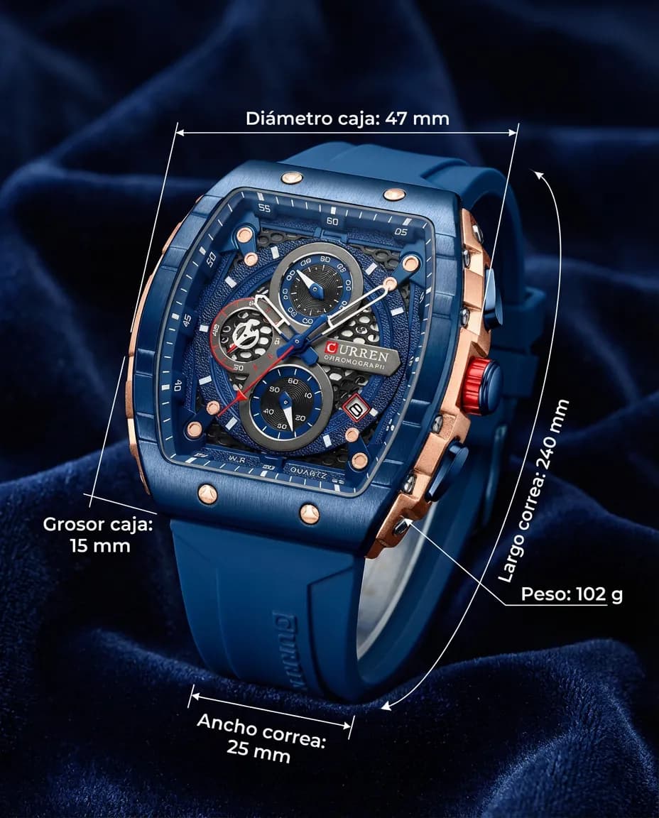 Medidas del CR TITAN AZUL MARINO: 47 mm de diámetro, 15 mm de grosor