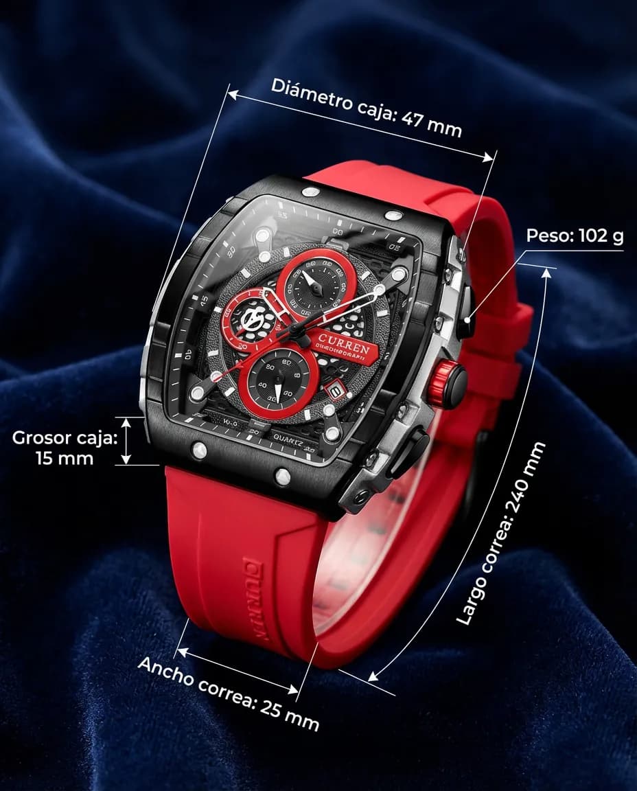 Medidas del CR TITAN ROJO: 47 mm de diámetro, 15 mm de grosor