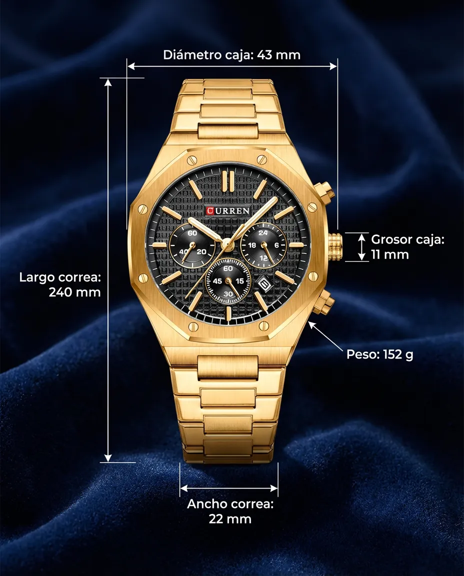 Medidas del CR IMPERIO DORADO: 43 mm de diámetro, 11 mm de grosor