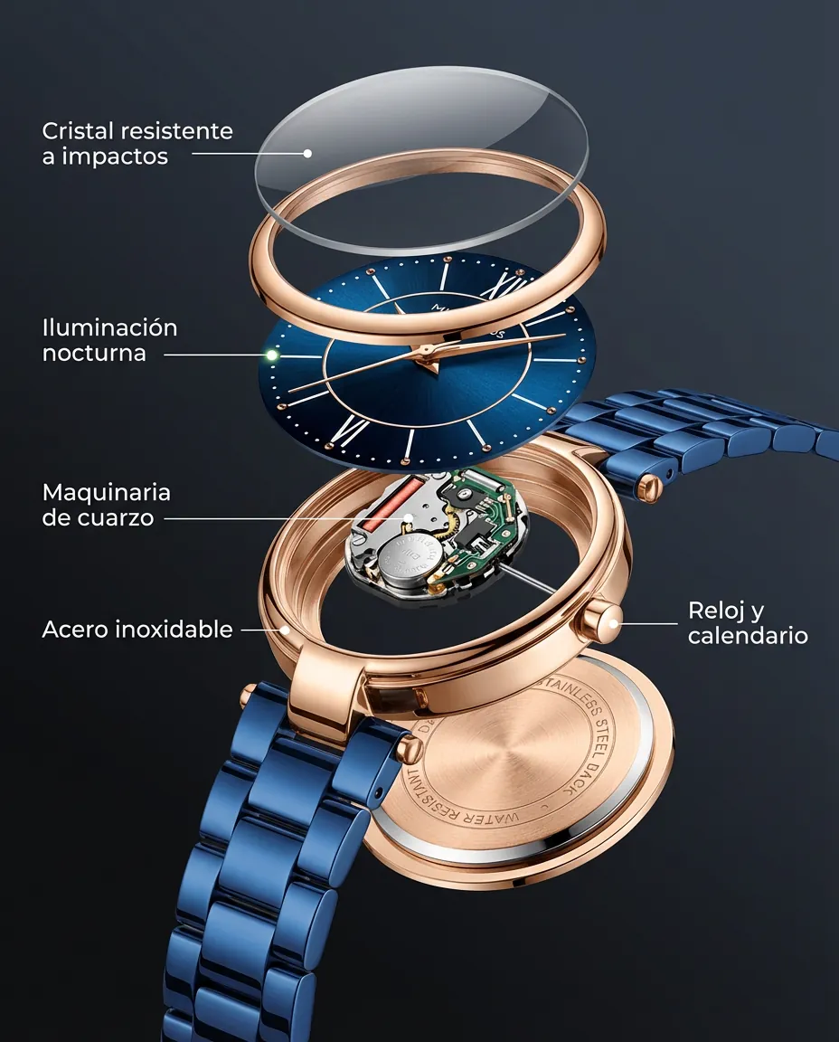 Características del MF GALA AZUL: reloj de mujer con calendario
