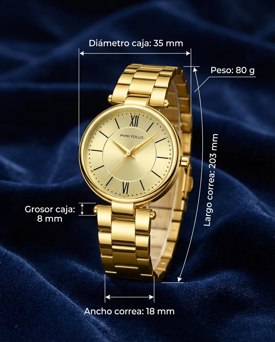 Medidas del MF GALA DORADO: 35 mm de diámetro, 8 mm de grosor