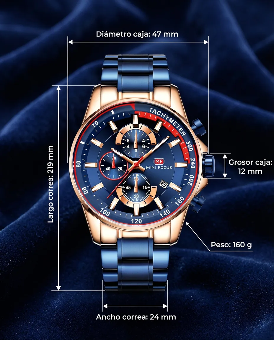 Medidas del MF CARRERA AZUL: 47 mm de diámetro, 12 mm de grosor