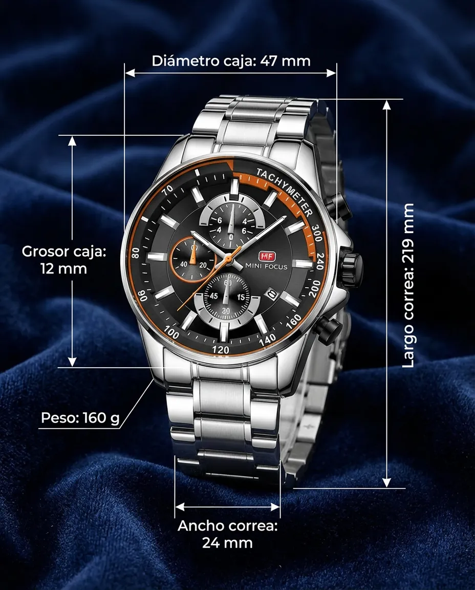 Medidas del MF CARRERA PLATEADO: 47 mm de diámetro, 12 mm de grosor