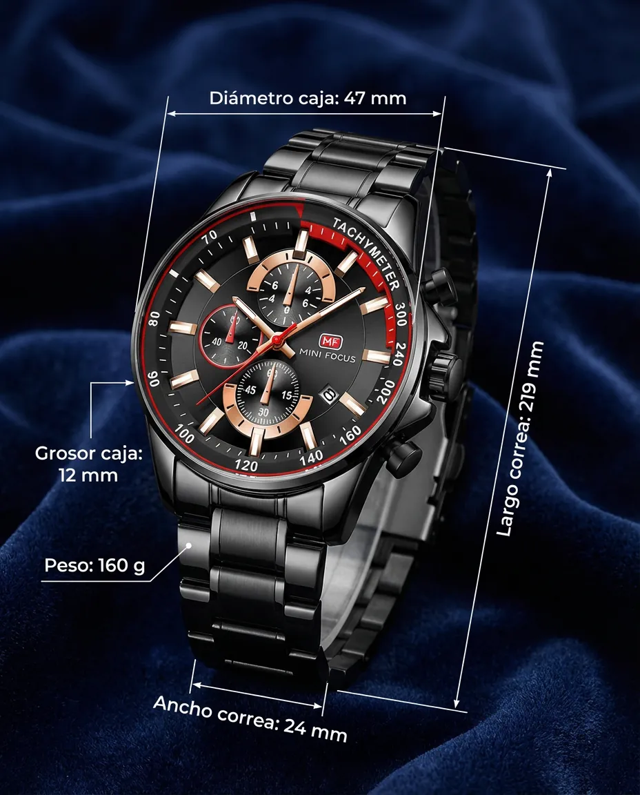 Medidas del MF CARRERA NEGRO: 47 mm de diámetro, 12 mm de grosor