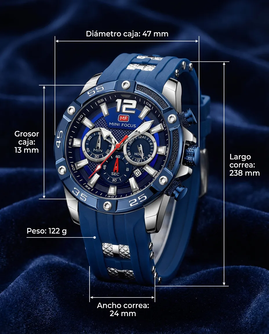 Medidas del MF GOLEM AZUL: 47 mm de diámetro, 13 mm de grosor