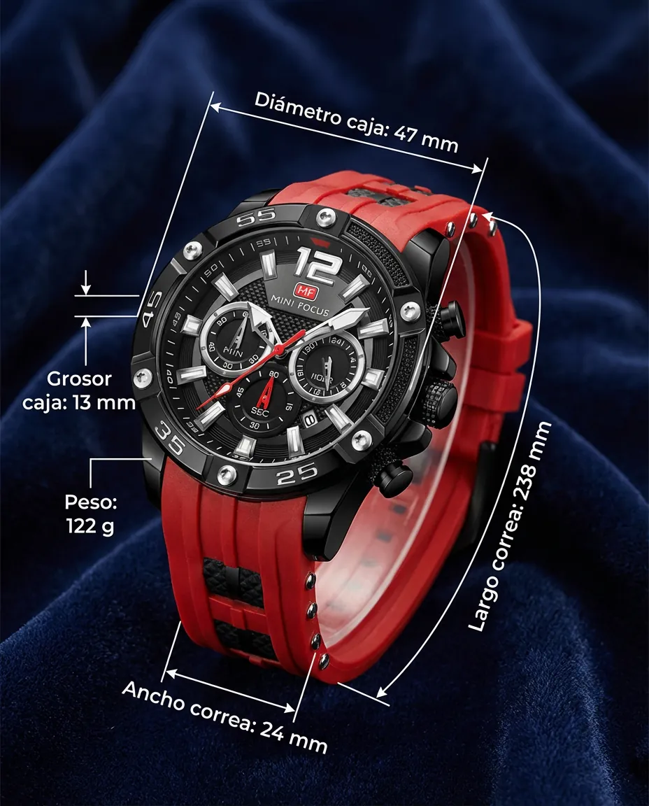 Medidas del MF GOLEM ROJO: 47 mm de diámetro, 13 mm de grosor