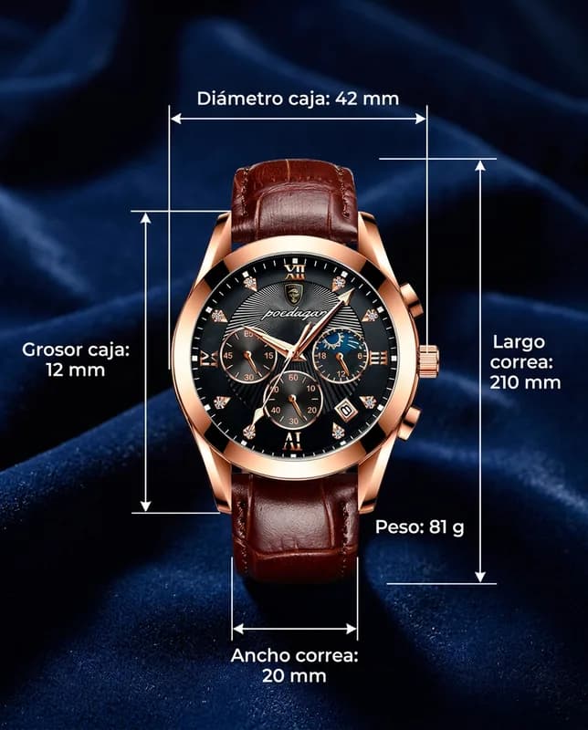 Medidas del PORTOFINO: 42 mm de diámetro, 12 mm de grosor