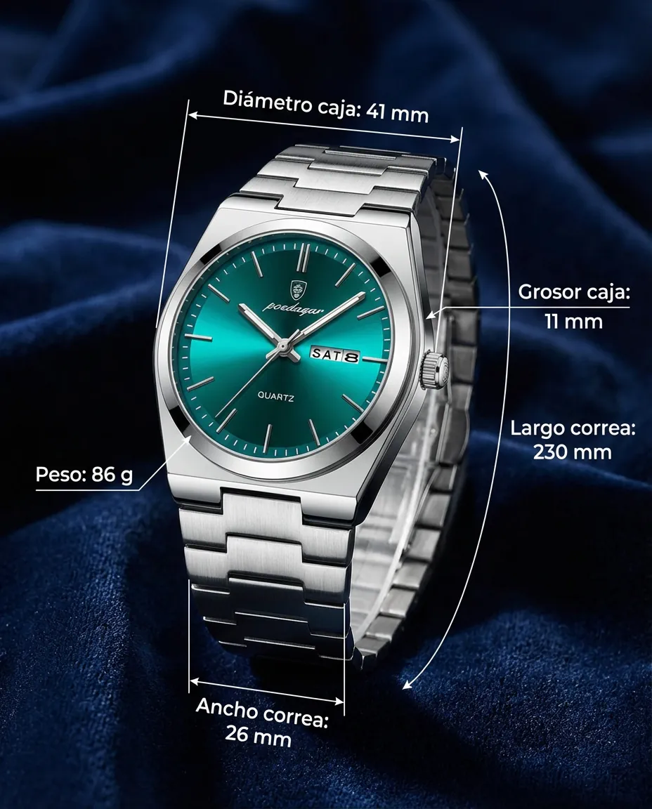 Medidas del VIRTUS VERDE: 41 mm de diámetro, 11 mm de grosor